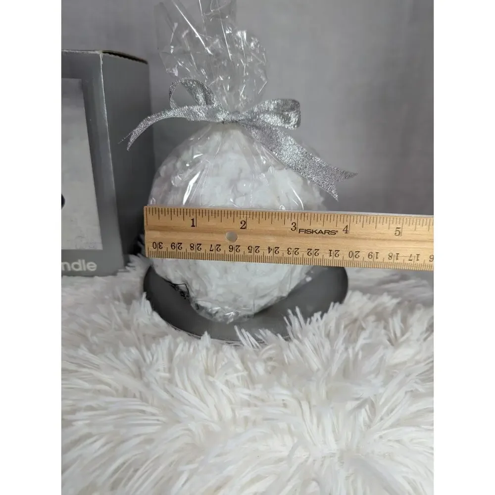 VTG 2002 JCPenney Home Collection Snow Aglow Ball Candle Set NIB Faux Snow Plate